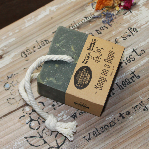 GREASE  MONKEY ~ 7 oz Soap on a Rope Bar ~ Mechanic Soap Bar